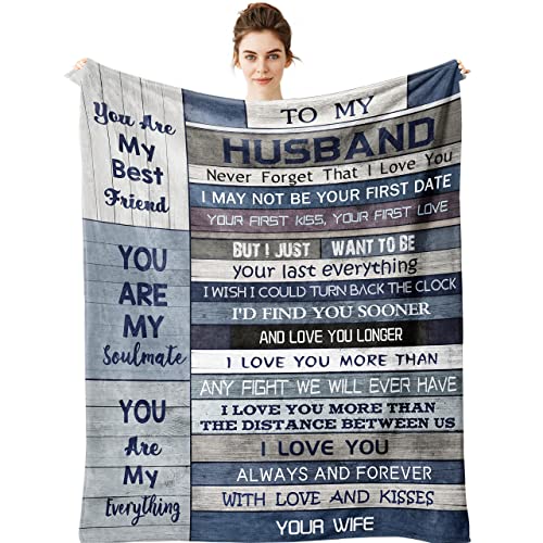 Yamco Husband Gifts from Wife Blanket - Gifts for Him Husband 60" x 50" Blankets - Best Husband Gifts for Men - Future Gifts for Husband Who Has Everything - Valentines Anniversary Birthday Gift Ideas