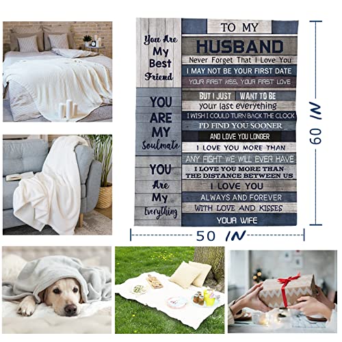 Yamco Husband Gifts from Wife Blanket - Gifts for Him Husband 60" x 50" Blankets - Best Husband Gifts for Men - Future Gifts for Husband Who Has Everything - Valentines Anniversary Birthday Gift Ideas
