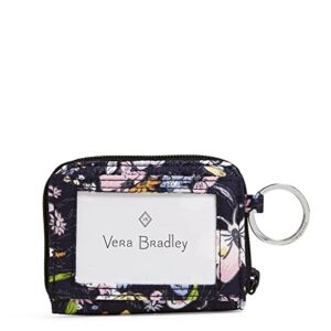 vera bradley women’s cotton petite zip-around wallet with rfid protection, bloom boom navy – recycled cotton, one size