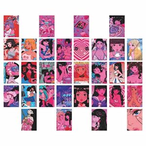 jhtpslr wall collage kit aesthetic pictures pink room decor y2k posters for teen girls kawaii room decor japanese anime sweet girls printed photos decorative postcards wall art decor (32pcs)