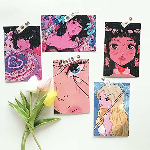 JHTPSLR Wall Collage Kit Aesthetic Pictures Pink Room Decor Y2K Posters for Teen Girls Kawaii Room Decor Japanese Anime Sweet Girls Printed Photos Decorative Postcards Wall Art Decor (32pcs)