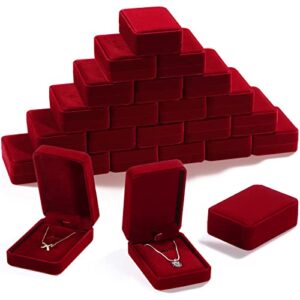 inbagi 24 pcs necklace pendant box velvet jewelry storage display case ring earring pendant jewelry boxes pearl necklace holder gift boxes for christmas wedding engagement birthday anniversary(red)