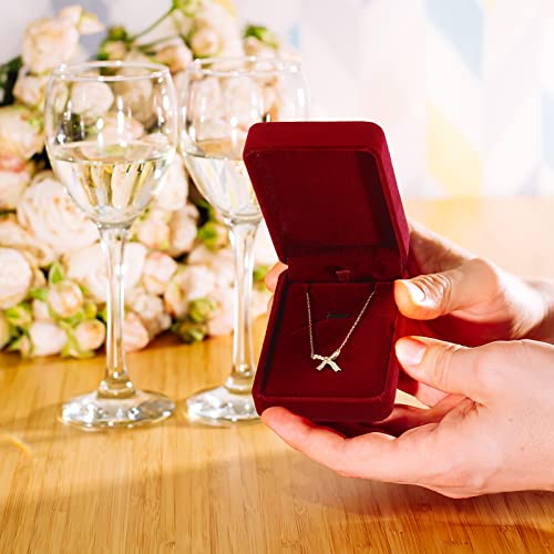 Inbagi 24 Pcs Necklace Pendant Box Velvet Jewelry Storage Display Case Ring Earring Pendant Jewelry Boxes Pearl Necklace Holder Gift Boxes for Christmas Wedding Engagement Birthday Anniversary(Red)