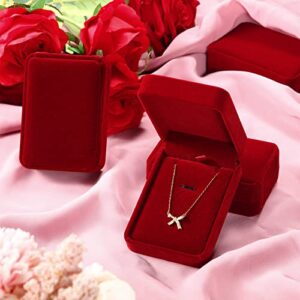 Inbagi 24 Pcs Necklace Pendant Box Velvet Jewelry Storage Display Case Ring Earring Pendant Jewelry Boxes Pearl Necklace Holder Gift Boxes for Christmas Wedding Engagement Birthday Anniversary(Red)