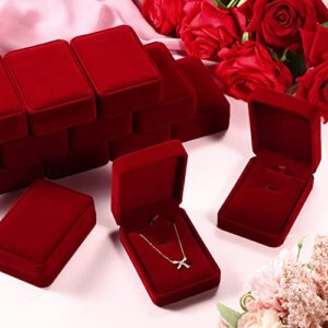 Inbagi 24 Pcs Necklace Pendant Box Velvet Jewelry Storage Display Case Ring Earring Pendant Jewelry Boxes Pearl Necklace Holder Gift Boxes for Christmas Wedding Engagement Birthday Anniversary(Red)