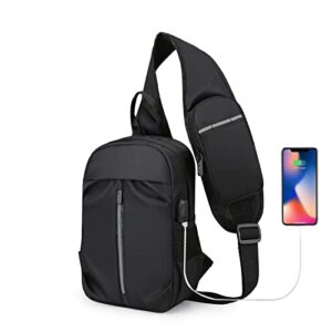 peicees men crossbody bag sling hiking backpack for men women water-resistant chest shoulder pack with usb charging port