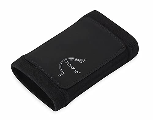 FLEXX ID TREKK Voyager RFID Blocking Water Resistant Wearable Wallet - Comfortable, Convenient & Secure Armband Wallet with Zipper Pocket (Black)