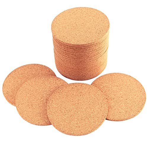 YHCORK Cork Coasters Pack of 40, Round 3.54 inch, Absorbent Coaster for Drinks in Office, Home or Cottage, Blank Bar Coasters for Crafts.