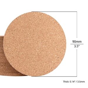 YHCORK Cork Coasters Pack of 40, Round 3.54 inch, Absorbent Coaster for Drinks in Office, Home or Cottage, Blank Bar Coasters for Crafts.