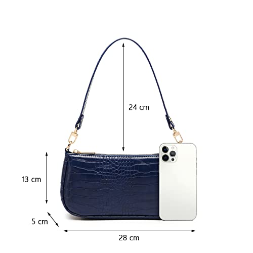 Barabum Retro Classic Clutch Shoulder Tote HandBag for Women (Blue)