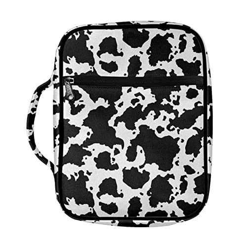 DISNIMO Cow Print Bible Cover Bible Case for Women Girls Large Size Carrying Book Cover Case Church Bag Bible Protective Bag with Handle and Zippered Pocket Kids Study Bible Bag