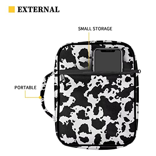 DISNIMO Cow Print Bible Cover Bible Case for Women Girls Large Size Carrying Book Cover Case Church Bag Bible Protective Bag with Handle and Zippered Pocket Kids Study Bible Bag