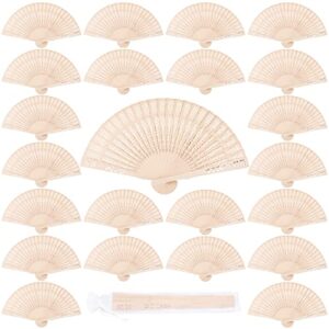 durony 36 pieces sandalwood fans wooden handheld folding fans scented wooden fans vintage hand fans for wedding decoration, natural
