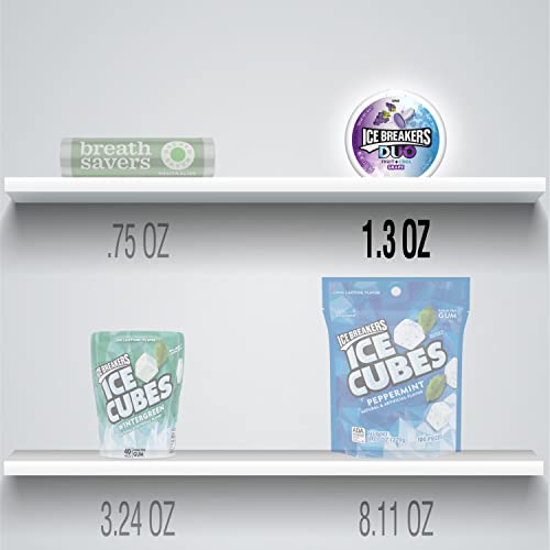 ICE BREAKERS DUO Grape Flavored Fruity and Cooling, Sugar Free Sugar Free Breath Mints Tins, 1.3 oz (8 Count)