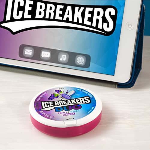 ICE BREAKERS DUO Grape Flavored Fruity and Cooling, Sugar Free Sugar Free Breath Mints Tins, 1.3 oz (8 Count)