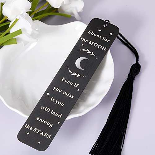 Shoot for The Moon Bookmark Inspirational Gift for Women Men Booklovers Encouragement Birthday Christmas Gift Book Mark Graduation Gift for Students Friends Son Daughter Grad Party Bulk