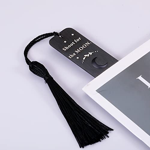 Shoot for The Moon Bookmark Inspirational Gift for Women Men Booklovers Encouragement Birthday Christmas Gift Book Mark Graduation Gift for Students Friends Son Daughter Grad Party Bulk