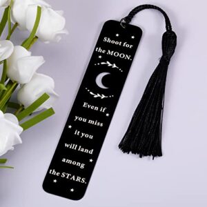 Shoot for The Moon Bookmark Inspirational Gift for Women Men Booklovers Encouragement Birthday Christmas Gift Book Mark Graduation Gift for Students Friends Son Daughter Grad Party Bulk