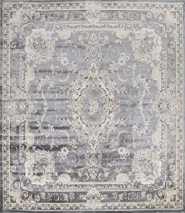 grey floral transitional turkish area rug oriental carpet 10×10 square