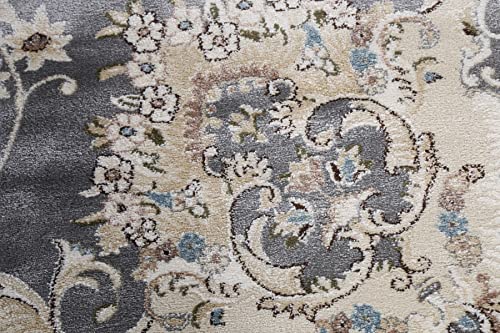 Grey Floral Transitional Turkish Area Rug Oriental Carpet 10x10 Square