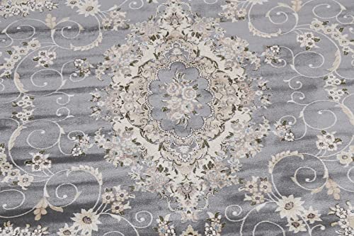 Grey Floral Transitional Turkish Area Rug Oriental Carpet 10x10 Square