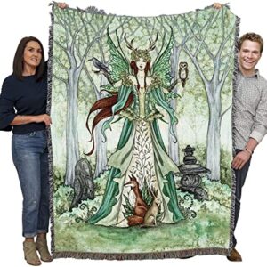 Pure Country Weavers Caretaker Fairy Blanket by Amy Brown - Fantasy Gift Tapestry Throw Woven from Cotton - Made in The USA (72x54)