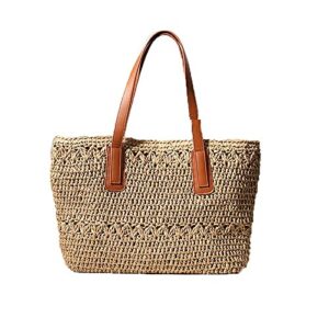 zlkjmy straw cross-bodybag shoulder bag,woven bag female straw woven bag one-shoulder portable large-capacity rattan bag holiday beach bag (color : 2)