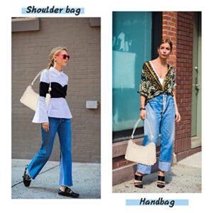 TANJUR Soft Cloth Bag Shoulder Cloud Bag Large Clutch Shoulder Tote HandBag with Zipper Closure for Women (White)