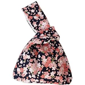 Japanese Style Knot Bag Women Wrist Bag Kimono Knot Pouch Tote, Blossom-8