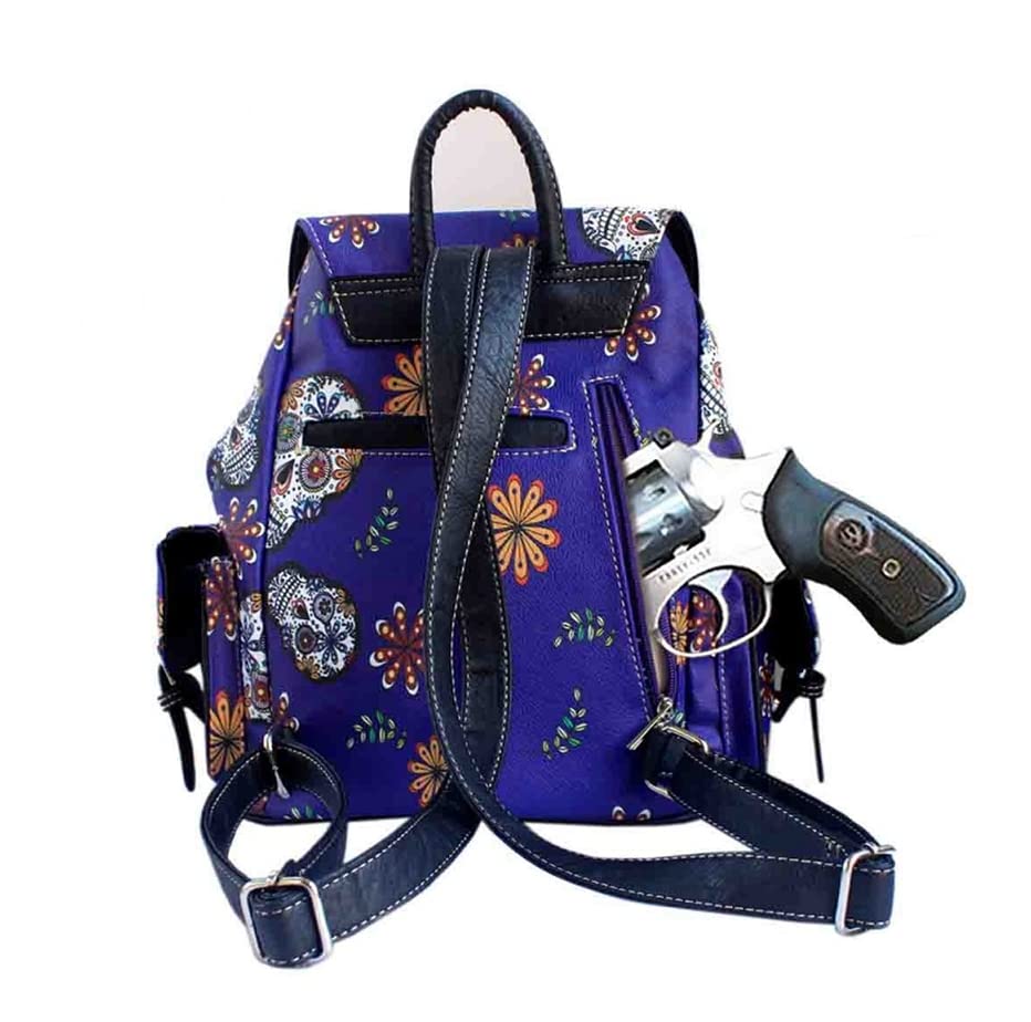 TEXAS WEST WESTERN COLLECTION TEXAS WEST Large Sugar Skull Day of the Dead Daypack Concealed Carry Backpack Women Travel Biker Purse Wallet Set (Turquoise)