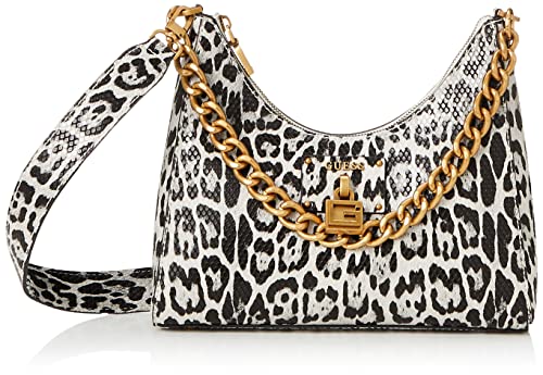 GUESS Centre Stage Hobo, Black/White Leopard