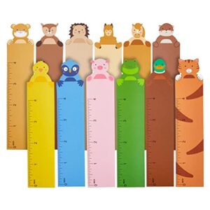 144 Piece Cute Jungle Animal Bookmarks Bulk for Kids with 4 Inch Ruler (36 Designs, 1.25 x 6 in)