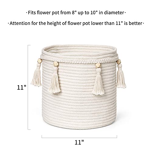 Mkono Macrame Magazine Rack and Macrame Laundry Basket Nursery Storage Bin Organizer Boho Decor for Bedroom Livingroom Dorm