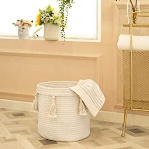 Mkono Macrame Magazine Rack and Macrame Laundry Basket Nursery Storage Bin Organizer Boho Decor for Bedroom Livingroom Dorm