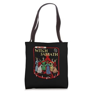 my first witch sabbath occult witchcraft vintage childgame tote bag