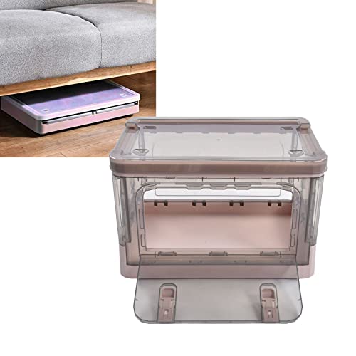 plplaaoo Stackable Storage Bin, 35L Plastic Storage Bin with 4 Wheel, Pink Double Door Foldable Storage Box with Lid for Office Home Bedroom, fits for Groceries Clothes Stationery