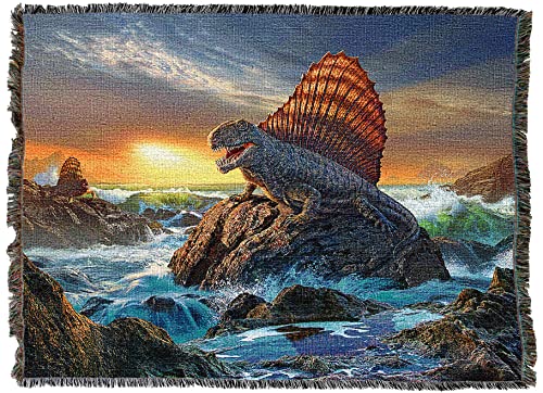 Pure Country Weavers Dimetrodon Blanket by Jerry LoFaro - Dinasour Prehistoric Gift Tapestry Throw Woven from Cotton - Made in The USA (72x54)