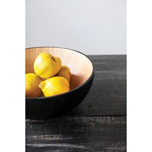 Creative Co-Op Hand-Carved Mango Wood Footed Bowl, 12" L x 12" W x 5" H, Black