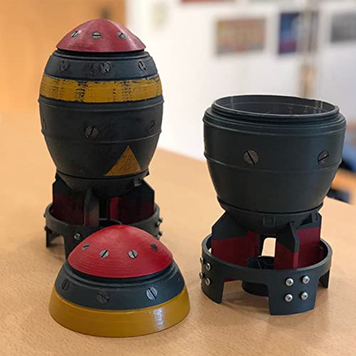 Zteng 7.9 Inch Mini Nuke Bomb Storage Box, Creative Resin Handmade Crafts,3D Mini Retro Model Rocket Resin Storage Bin, Key Storage Decor Small Box for Desktop Home Decor (7.9in)