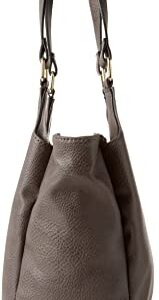 Bueno of California Solid Grainy Tote, Dark Taupe