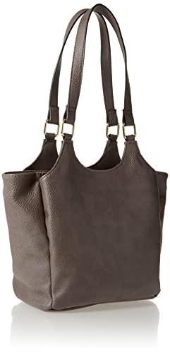 Bueno of California Solid Grainy Tote, Dark Taupe