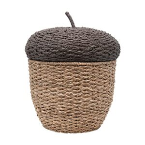 creative co-op hand-woven bankuan acorn lid basket, 17″ l x 18″ w x 21″ h, brown