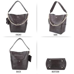 Bucket Bag Tote Bag for Women Hobo Bags Designer Vegan PU Hard Leather Shoulder Crossbody Bucket Purses and Handbags 4PCS Coffee