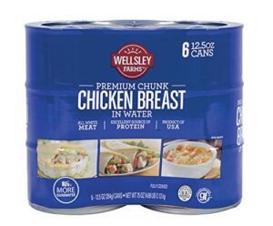 wellsley farms white premium chunk chicken breast in water, 12.5 ounce, 6 count