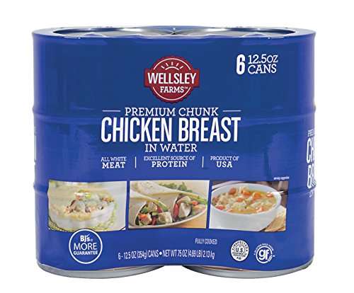 Wellsley Farms White Premium Chunk Chicken Breast in Water, 12.5 Ounce, 6 Count