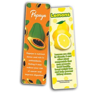 Creanoso Healthy Fruits Bookmarks (30-Pack) – Cool Gift Token for Kids, Boys & Girls, Teens – Party Favors Supplies – Book Reading Rewards Incentive – Great Giveaways Set – Page Binder