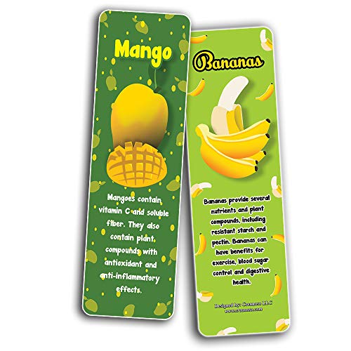 Creanoso Healthy Fruits Bookmarks (30-Pack) – Cool Gift Token for Kids, Boys & Girls, Teens – Party Favors Supplies – Book Reading Rewards Incentive – Great Giveaways Set – Page Binder