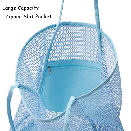 Women's Shoulder Bags Mesh Beach Handbag Large Tote Purse Summer Handbag Hobo Bag for Vacation, Sky Blue