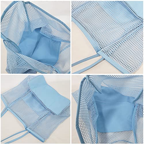 Women's Shoulder Bags Mesh Beach Handbag Large Tote Purse Summer Handbag Hobo Bag for Vacation, Sky Blue