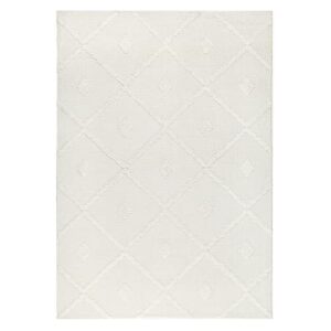 Antep Rugs Palafito 5x7 Geometric Shag Diamond High-Low Pile Textured Indoor Area Rug (White, 5'3" x 7'6")